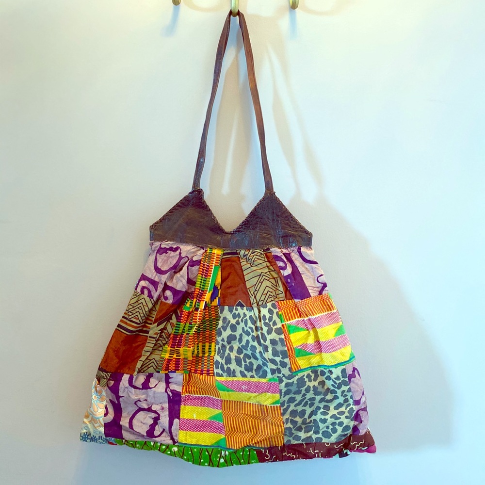 Handmade in Ghana - Leather and Patchwork Bag